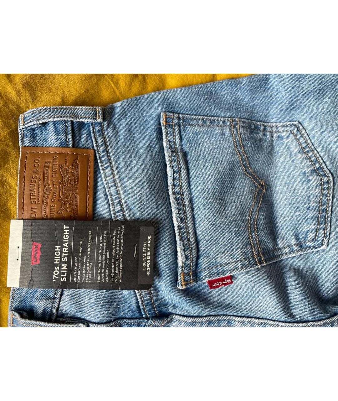 LEVI'S Голубые хлопковые прямые джинсы, фото 5