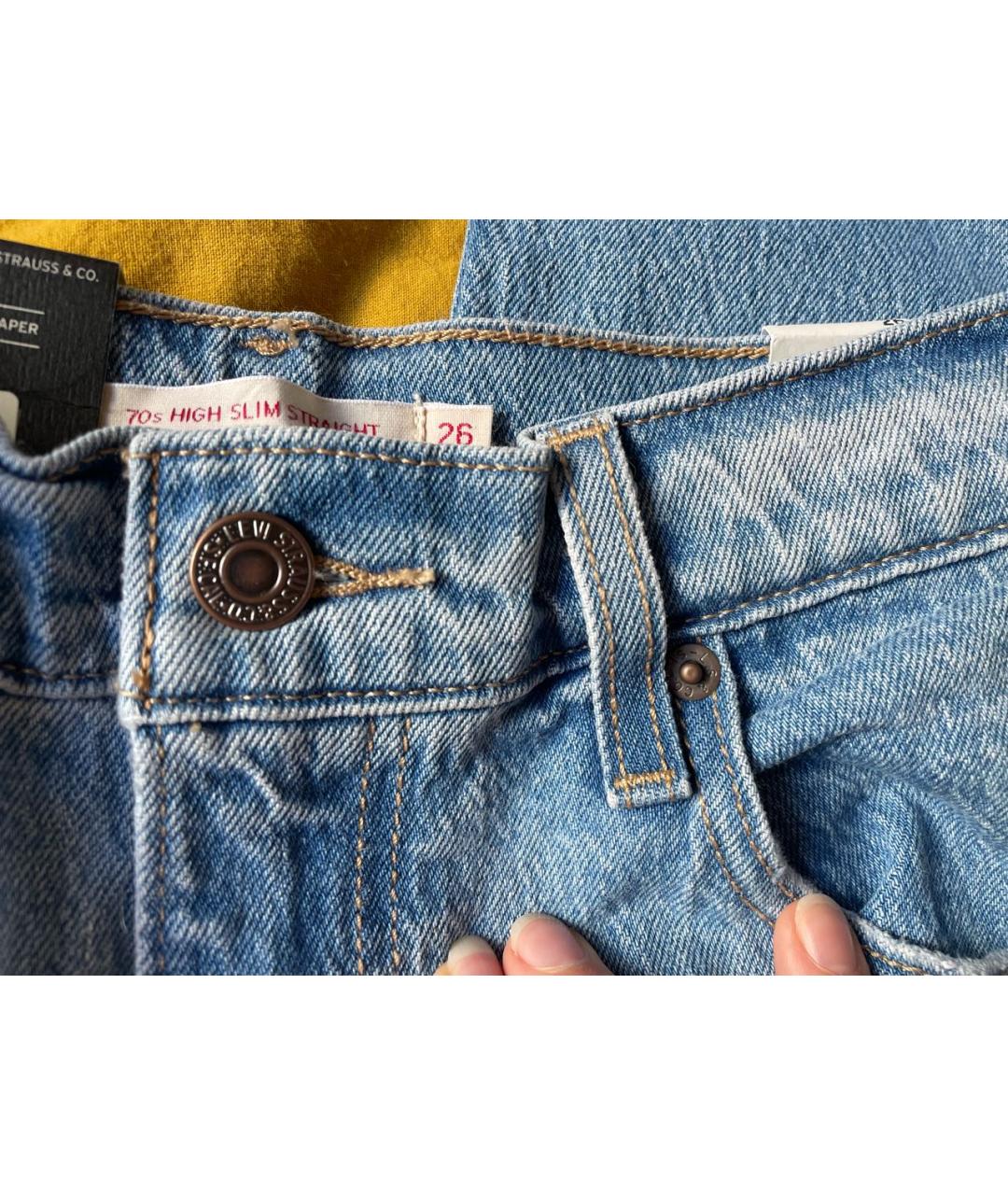 LEVI'S Голубые хлопковые прямые джинсы, фото 6