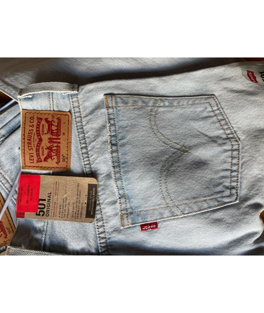 LEVI'S Голубые хлопковые прямые джинсы, фото 6