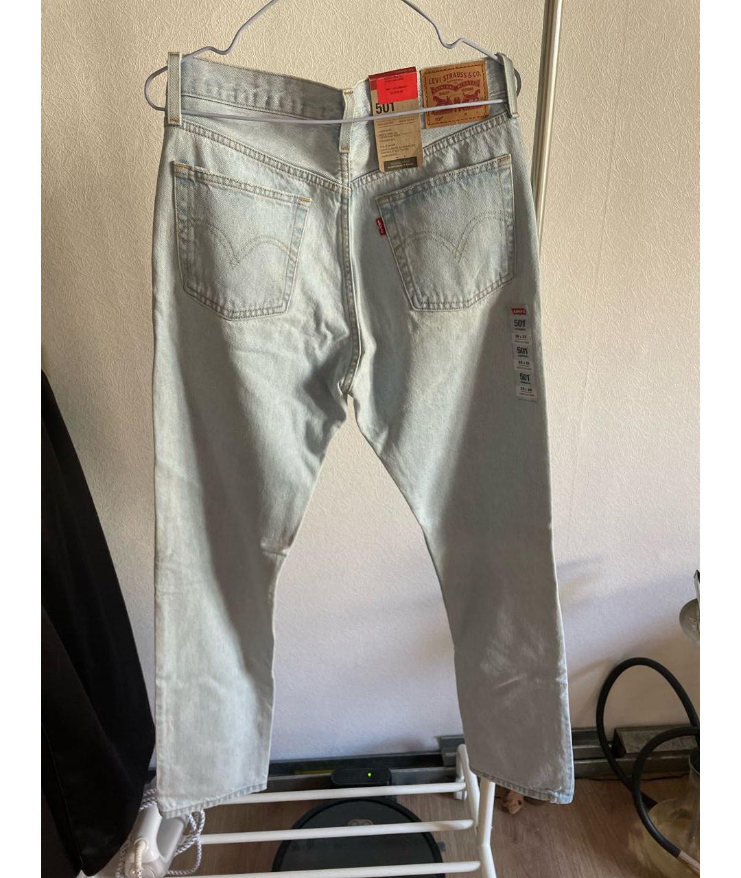 LEVI'S Голубые хлопковые прямые джинсы, фото 2