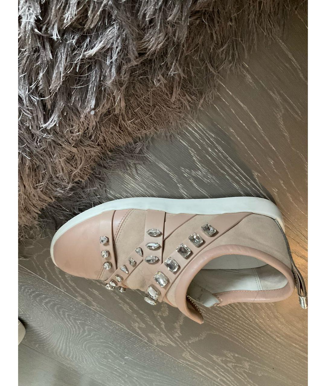GIUSEPPE ZANOTTI DESIGN Бежевые кожаные кеды, фото 7