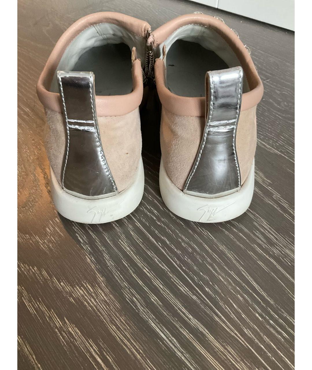 GIUSEPPE ZANOTTI DESIGN Бежевые кожаные кеды, фото 3