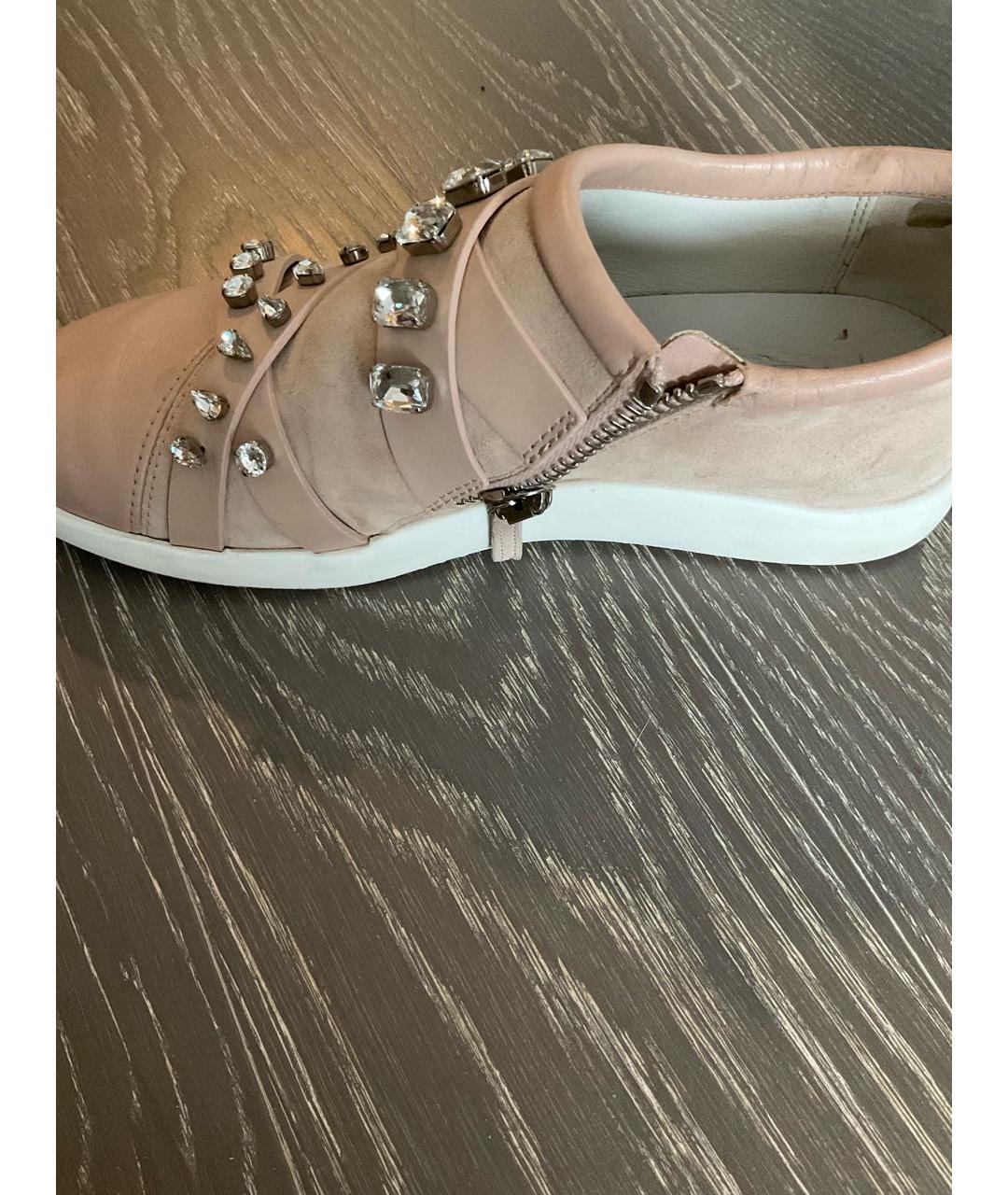 GIUSEPPE ZANOTTI DESIGN Бежевые кожаные кеды, фото 4