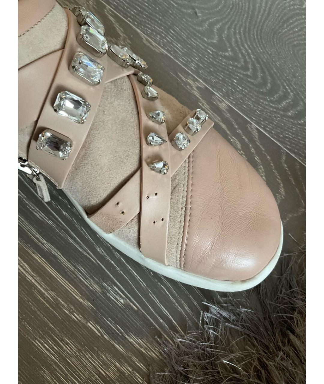 GIUSEPPE ZANOTTI DESIGN Бежевые кожаные кеды, фото 6
