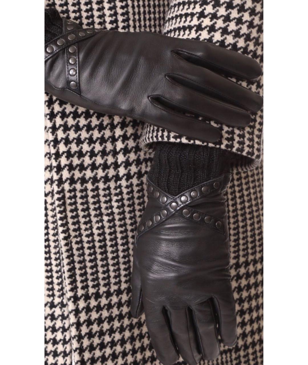 AGNELLE Черные кожаные перчатки, фото 2