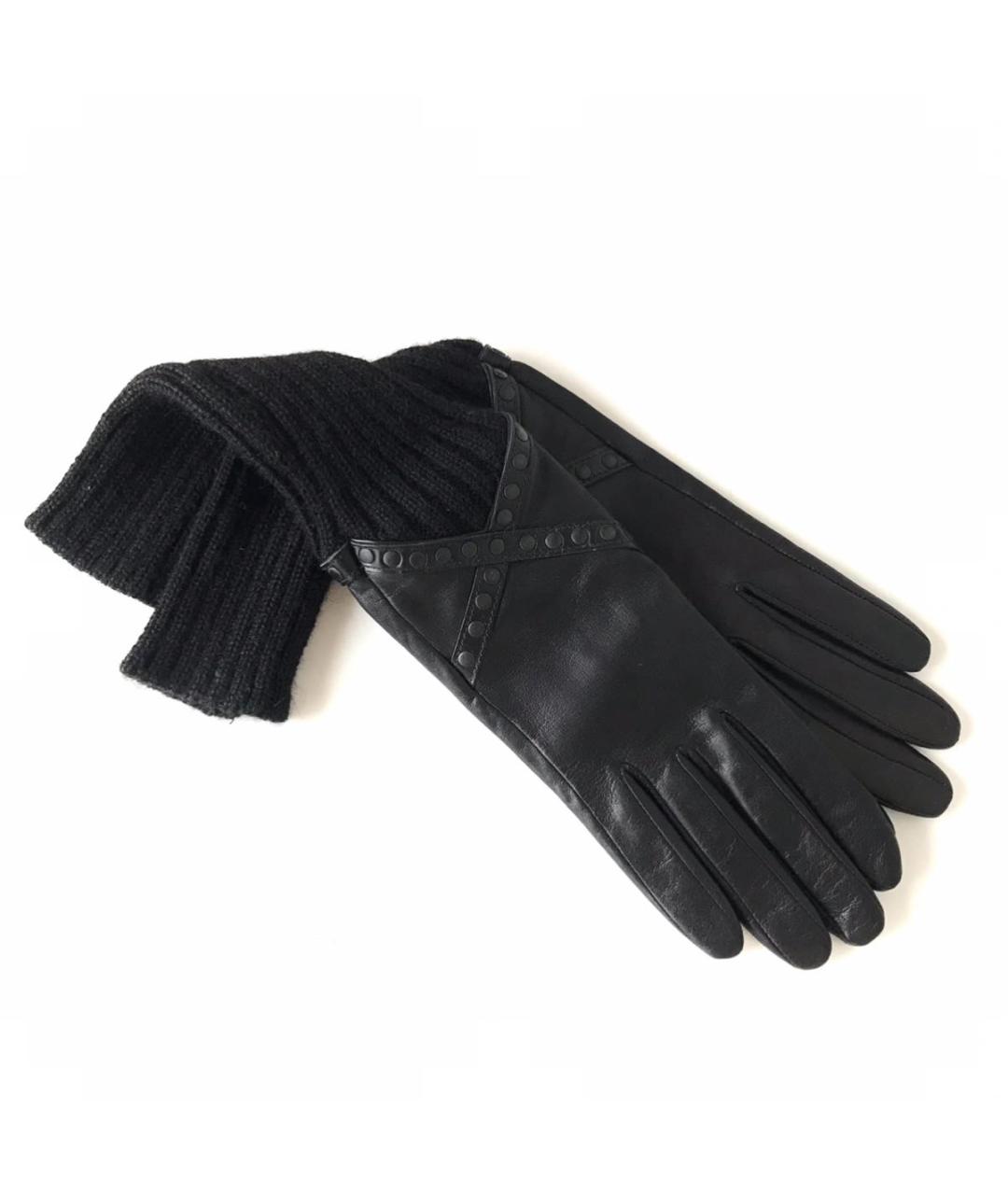 AGNELLE Черные кожаные перчатки, фото 3