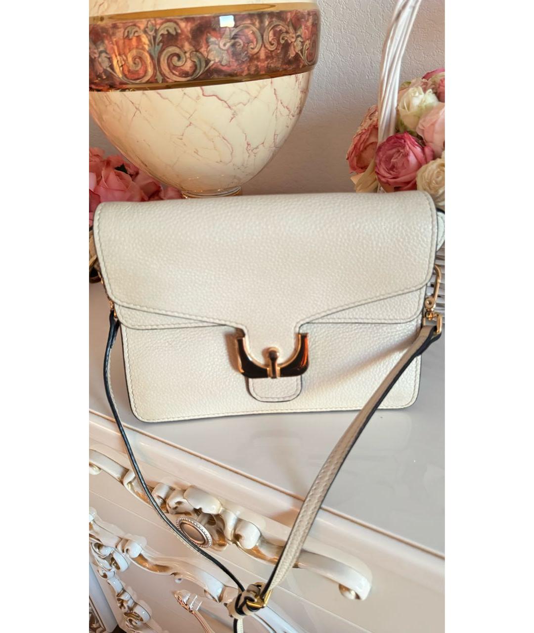 COCCINELLE Бежевая кожаная сумка с короткими ручками, фото 5