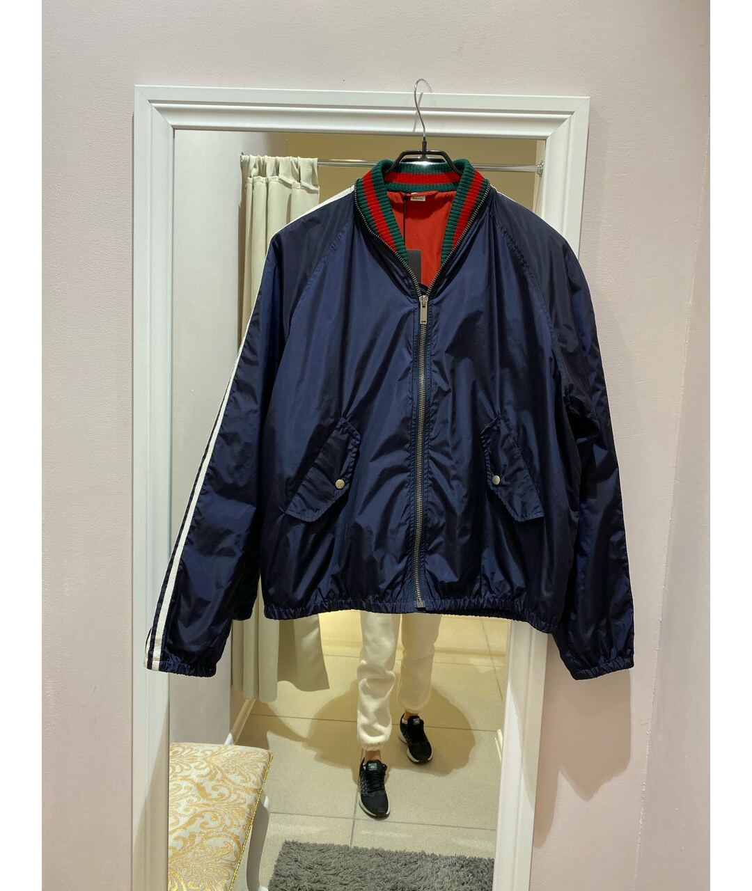 GUCCI Темно-синяя полиамидовая куртка, фото 7