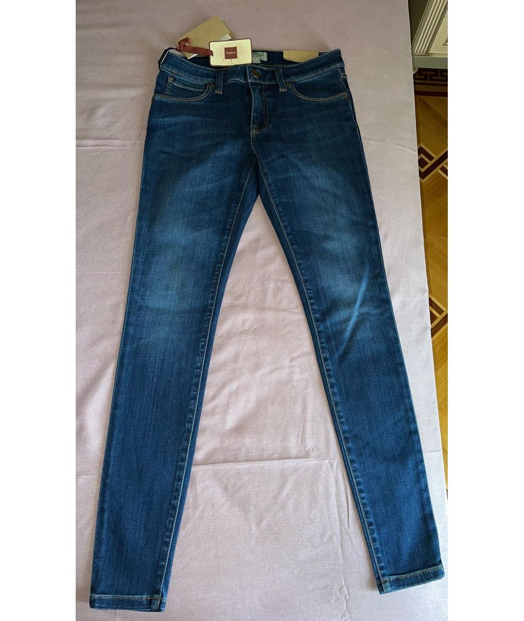 BURBERRY Темно-синие хлопко-эластановые джинсы слим, фото 5