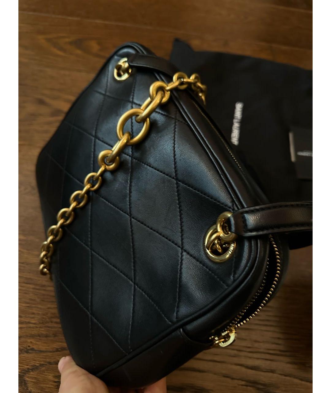 SAINT LAURENT Черная кожаная сумка через плечо, фото 2