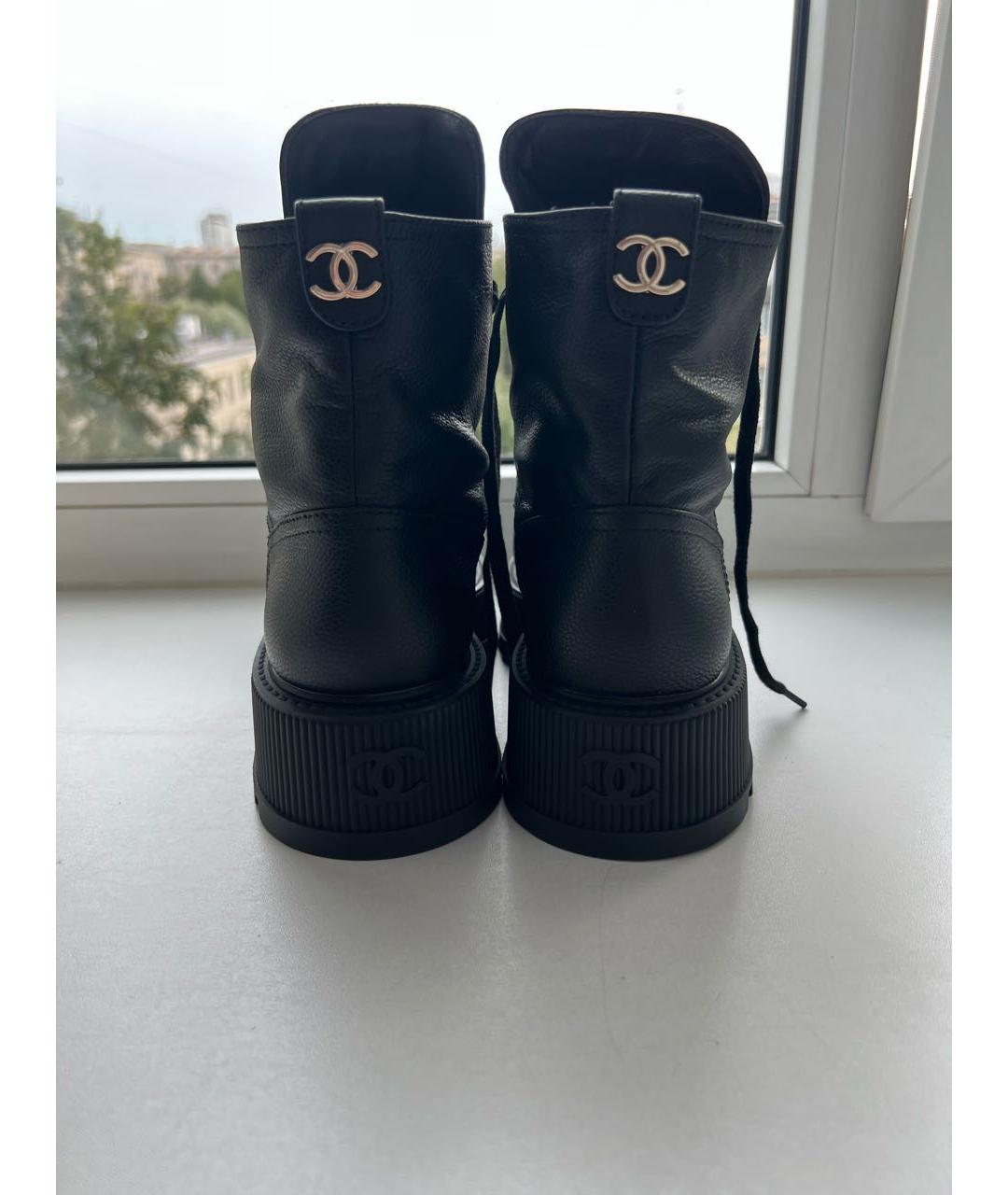 CHANEL Черные кожаные ботинки, фото 4