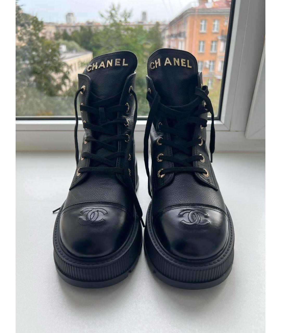 CHANEL Черные кожаные ботинки, фото 2