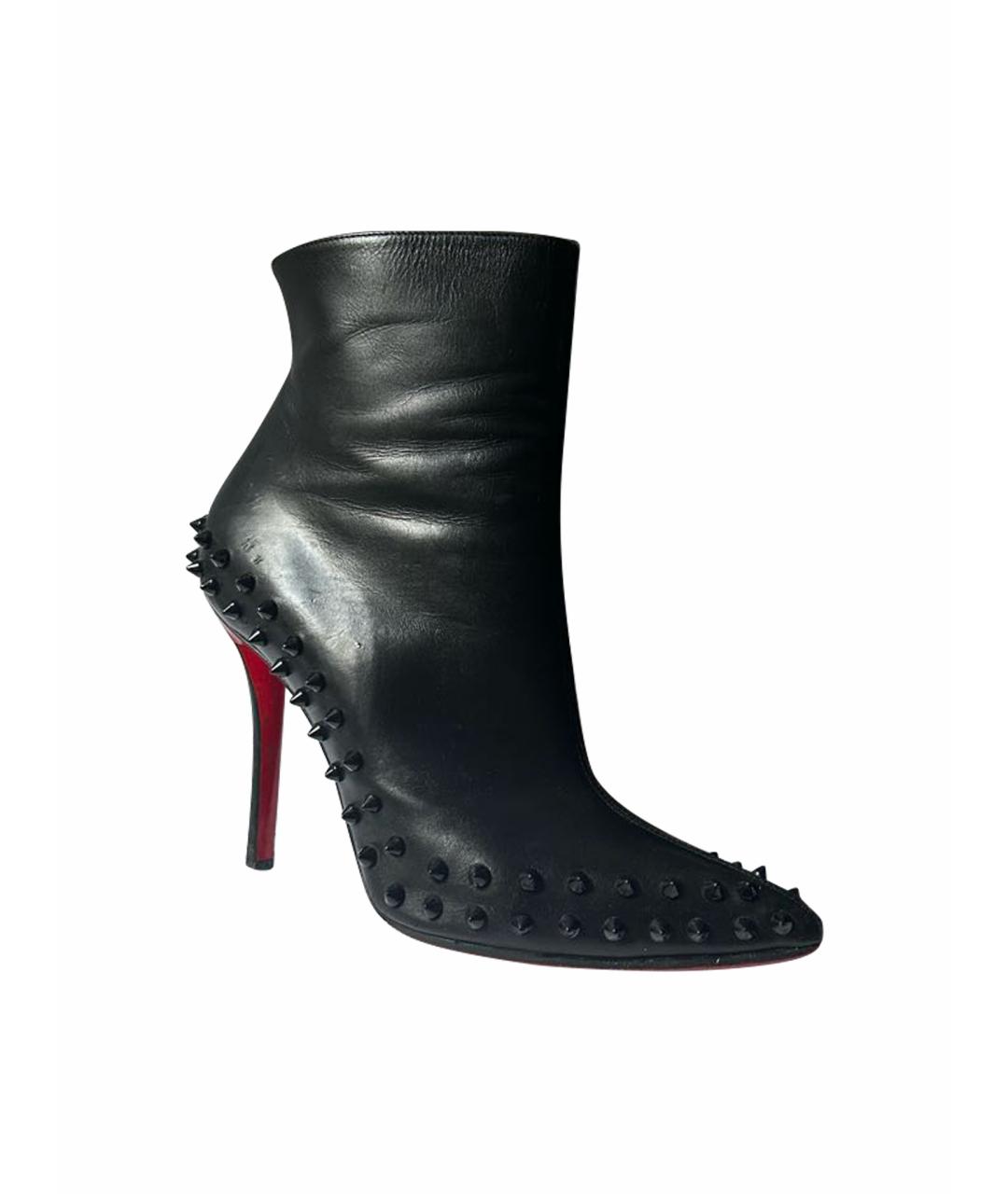 CHRISTIAN LOUBOUTIN Черные кожаные ботильоны, фото 1