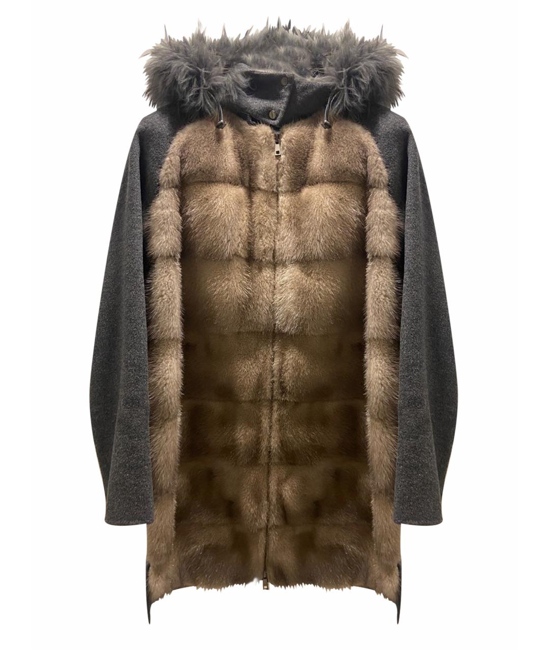 P.A.R.O.S.H. Антрацитовое меховое пальто, фото 1