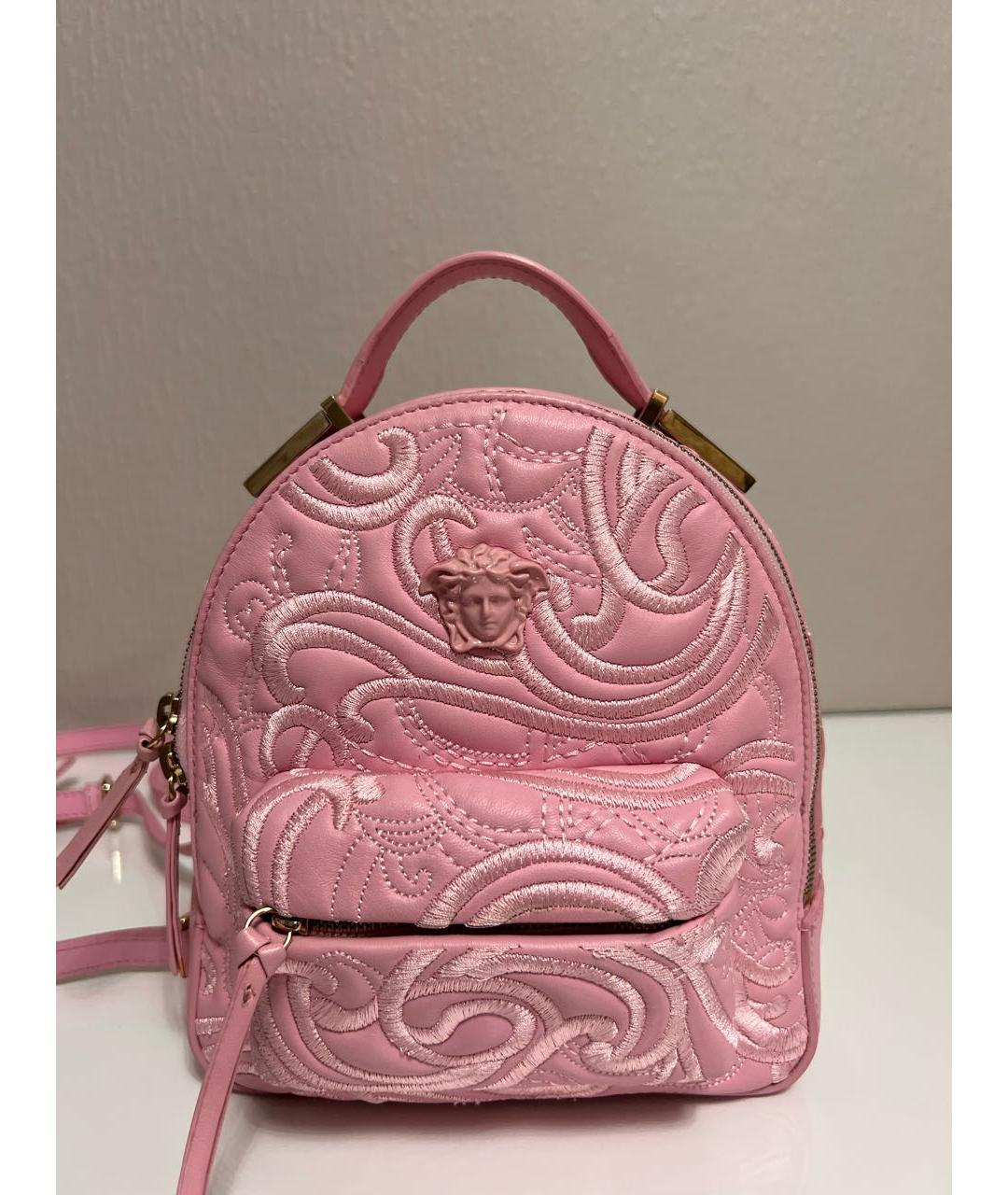 VERSACE Розовый кожаный рюкзак, фото 9