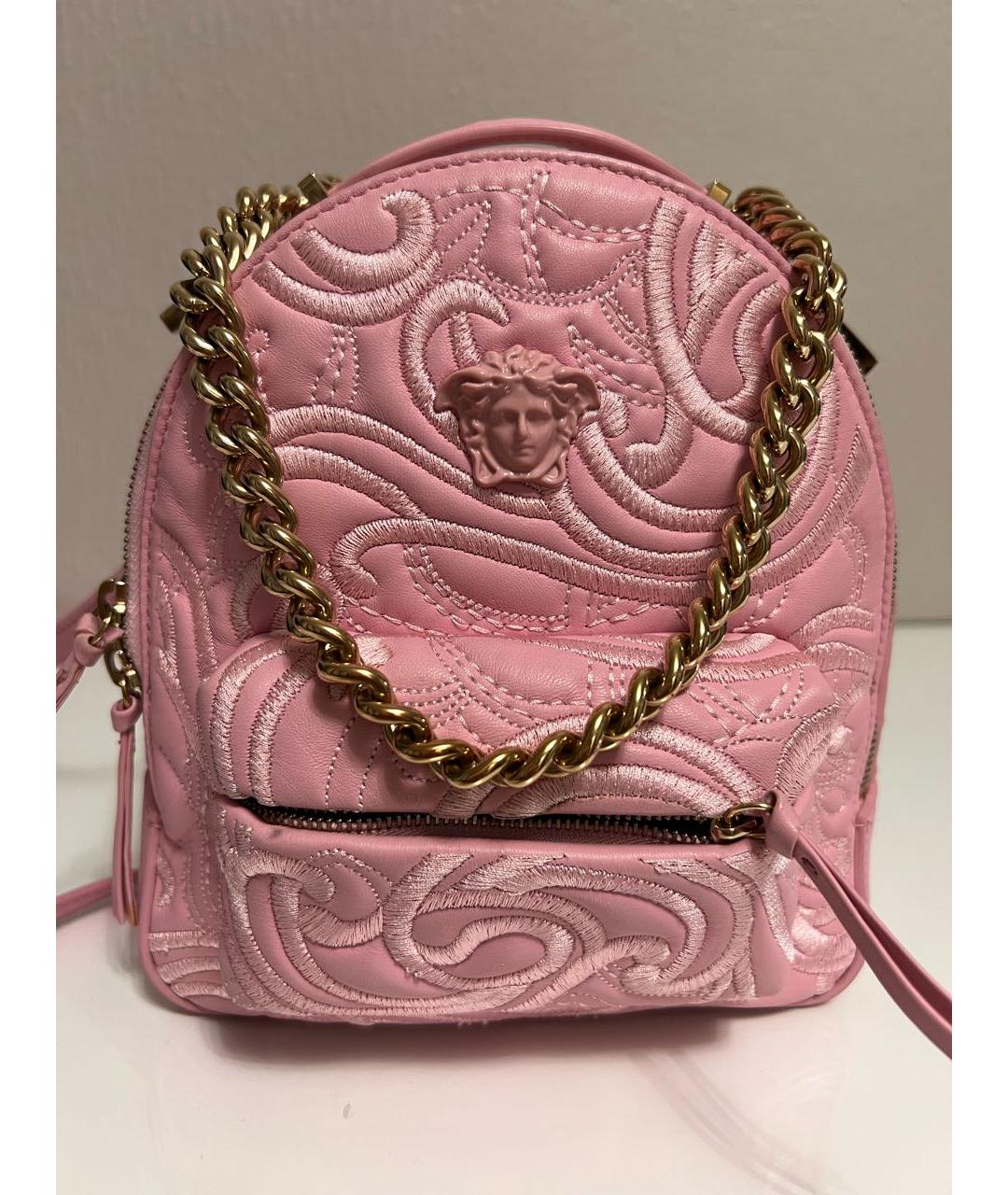 VERSACE Розовый кожаный рюкзак, фото 7