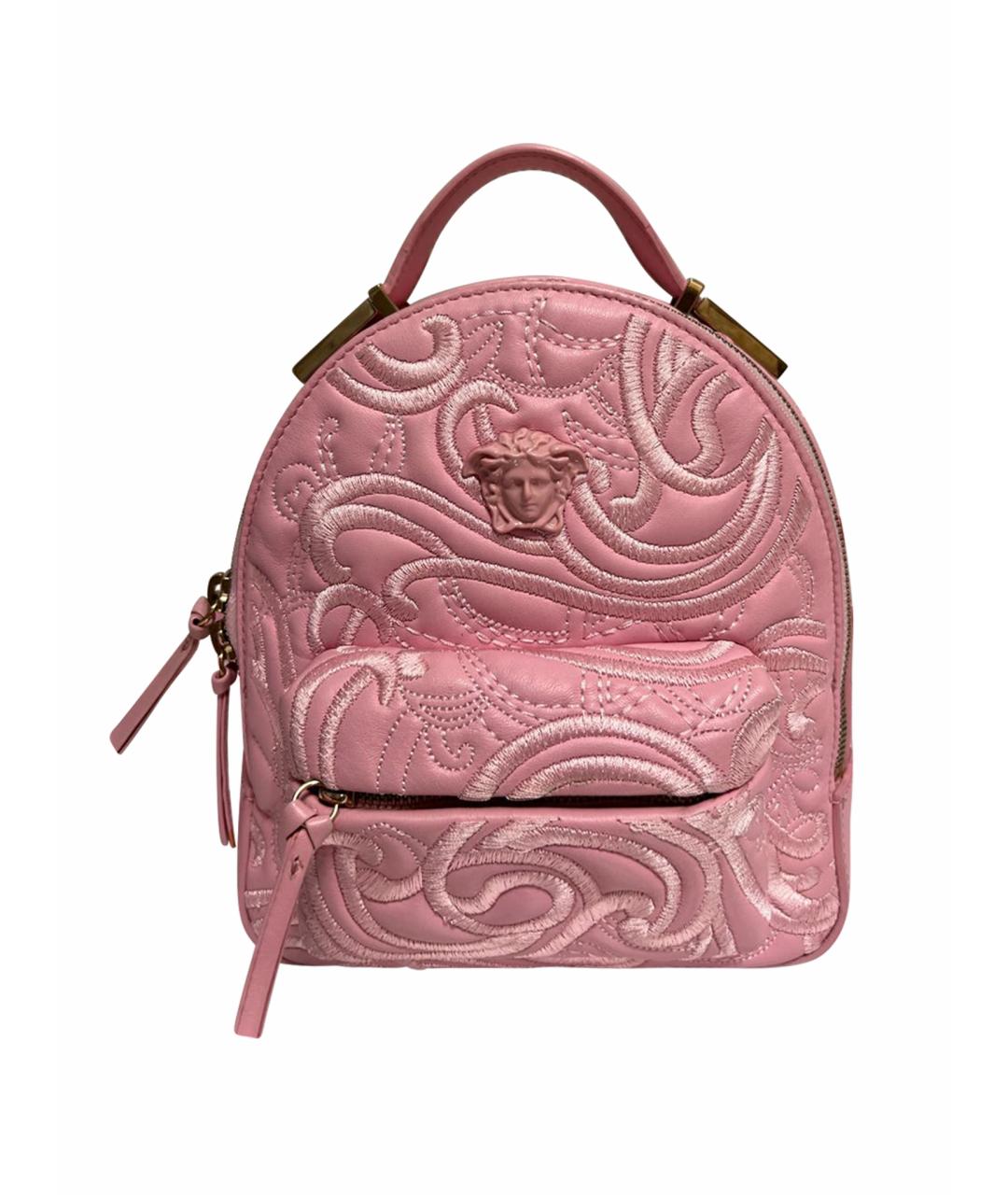 VERSACE Розовый кожаный рюкзак, фото 1