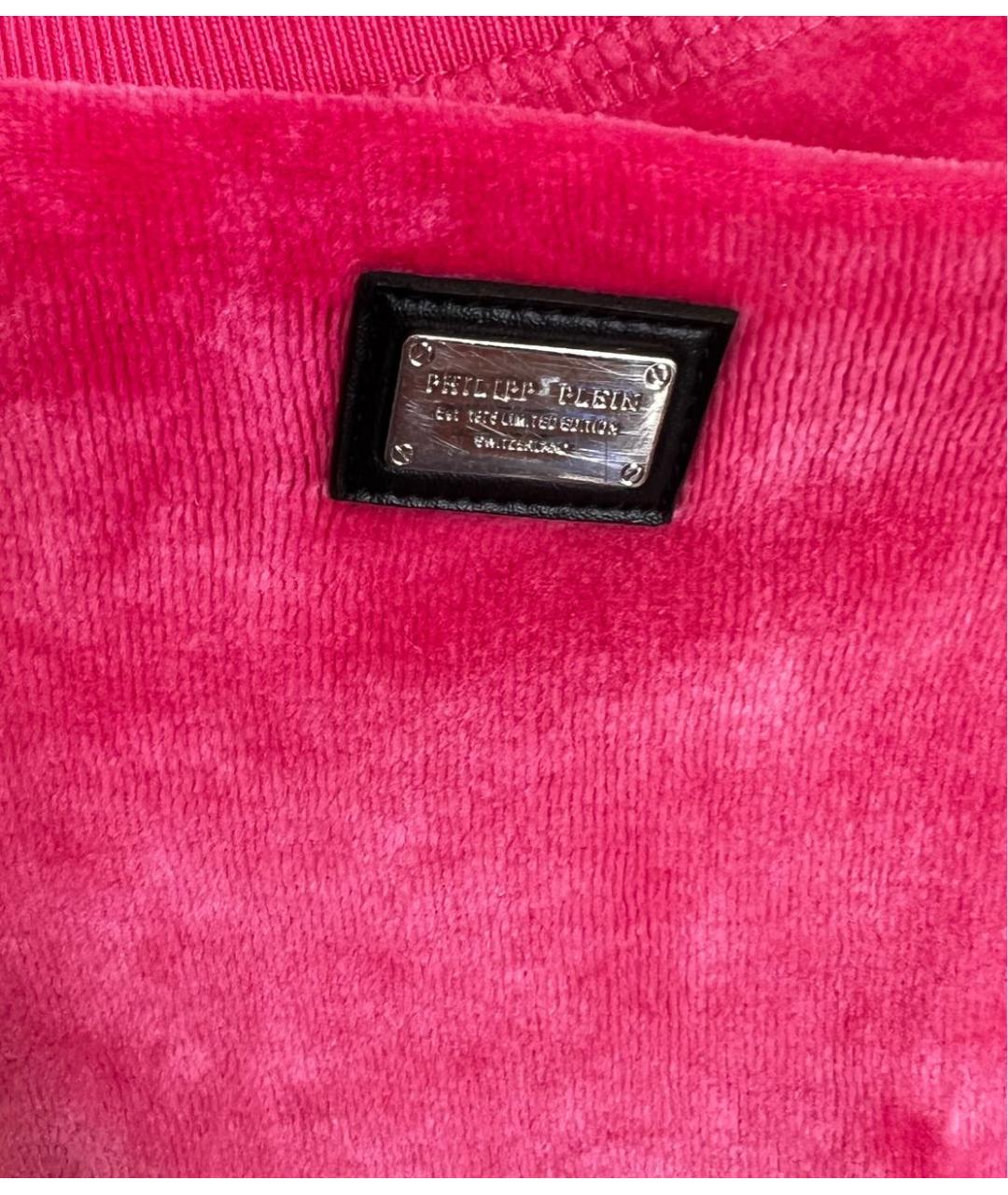 PHILIPP PLEIN Розовые бархатные брюки и шорты, фото 3