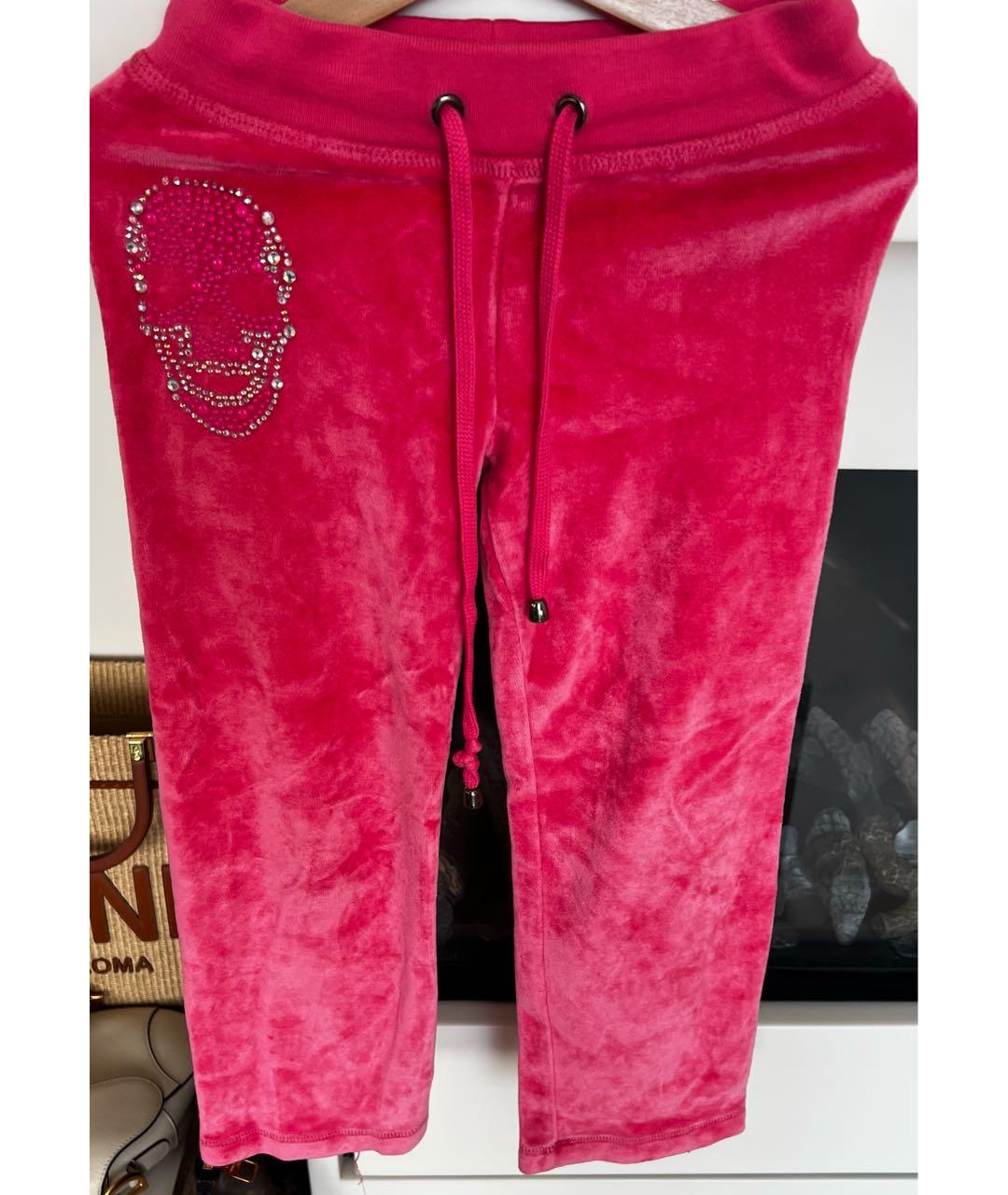 PHILIPP PLEIN Розовые бархатные брюки и шорты, фото 5