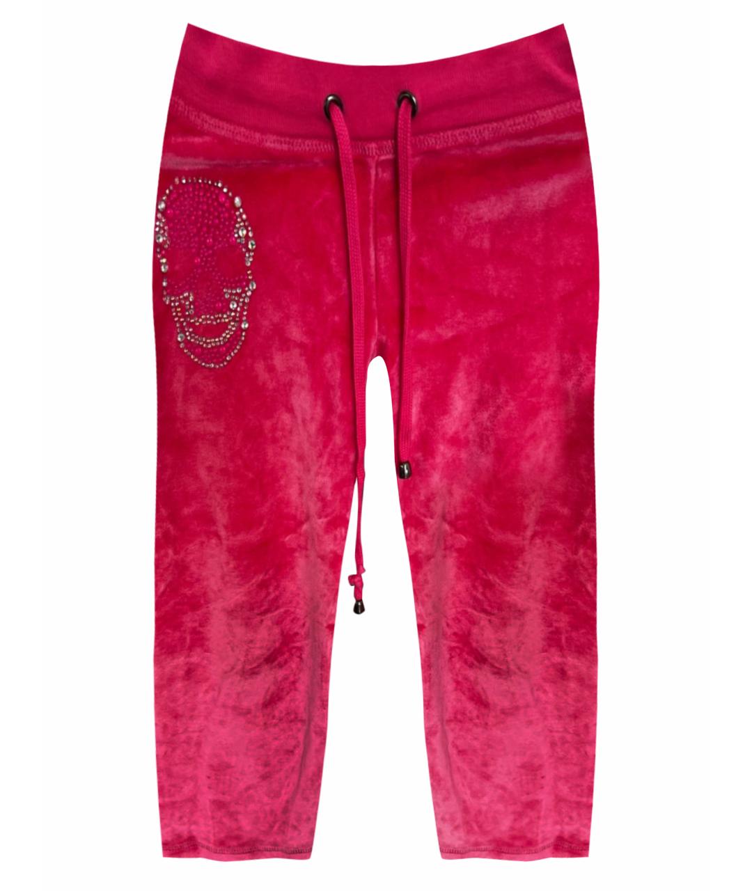 PHILIPP PLEIN Розовые бархатные брюки и шорты, фото 6