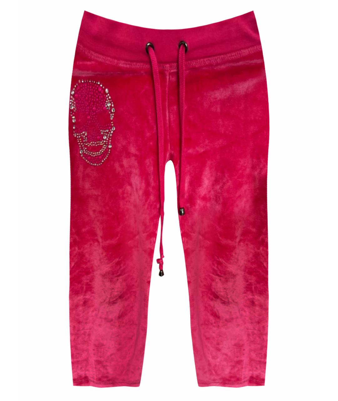 PHILIPP PLEIN Розовые бархатные брюки и шорты, фото 1
