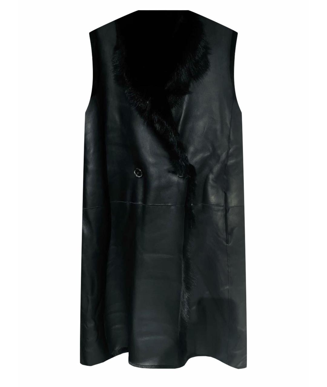 KARL DONOGHUE Черный кожаный жилет, фото 1