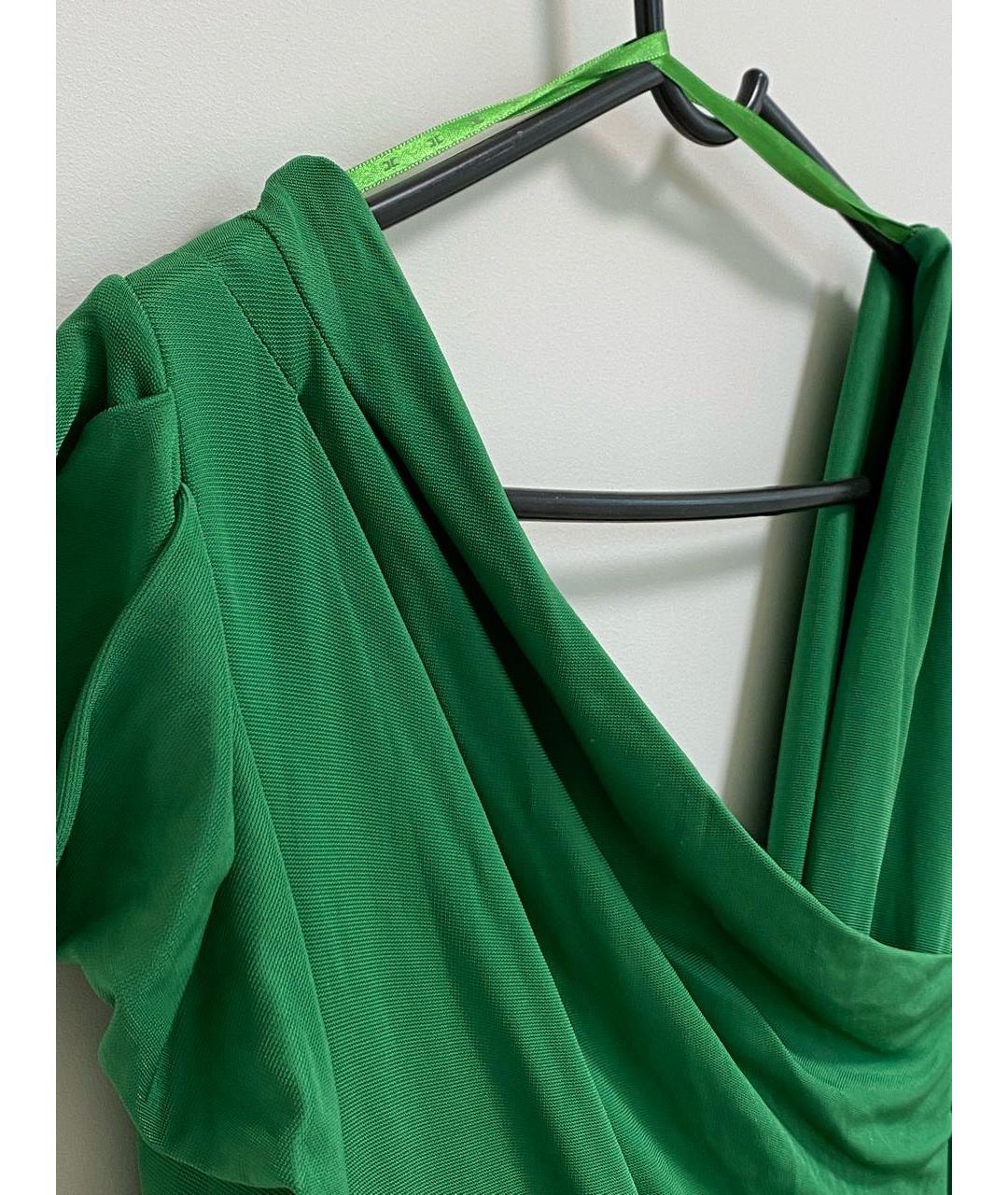 ELISABETTA FRANCHI Зеленые вискозное коктейльное платье, фото 8
