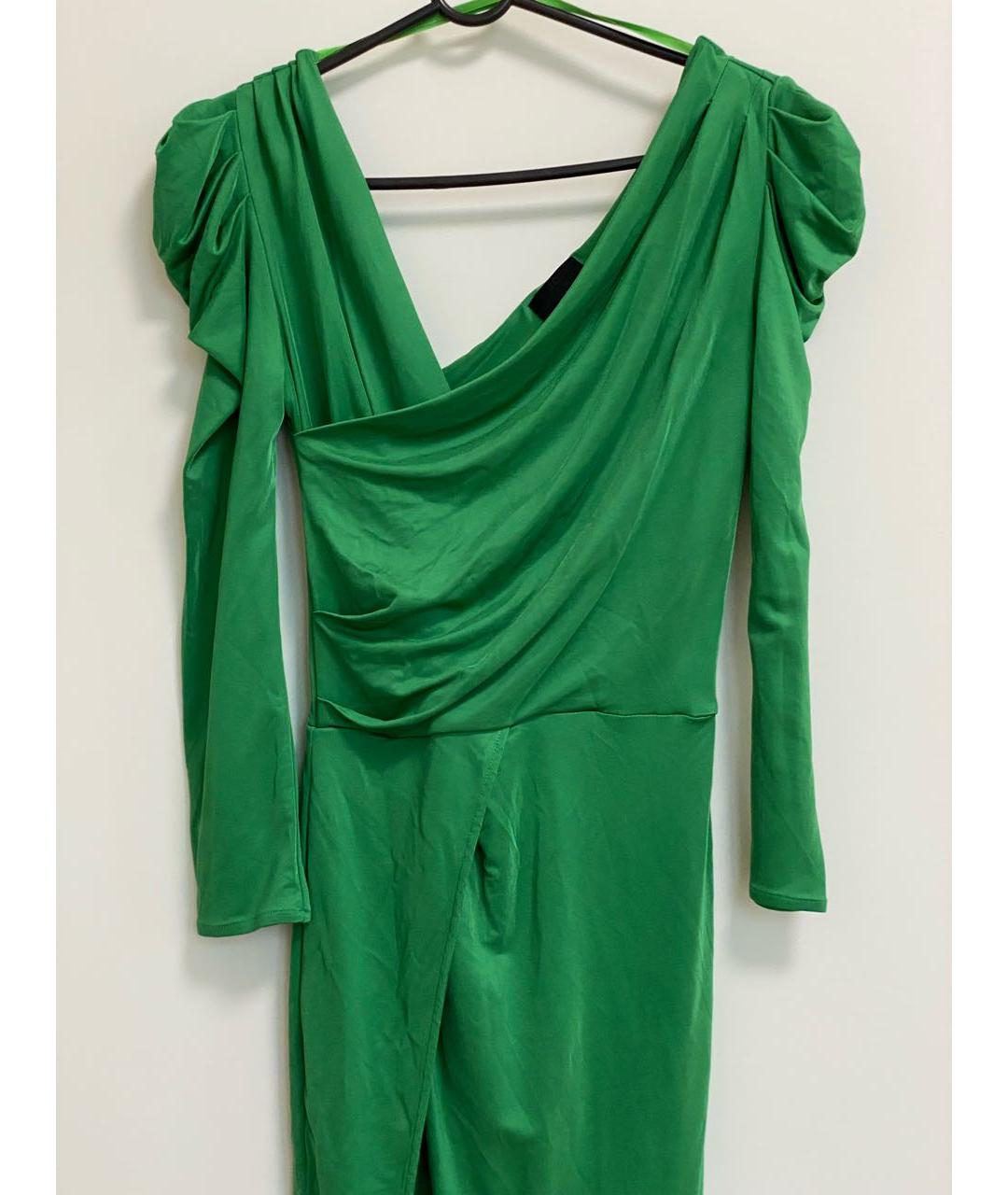 ELISABETTA FRANCHI Зеленые вискозное коктейльное платье, фото 3