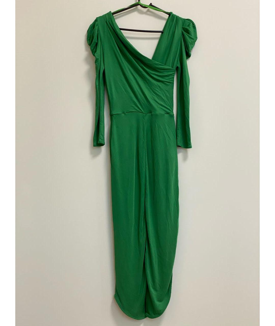ELISABETTA FRANCHI Зеленые вискозное коктейльное платье, фото 2