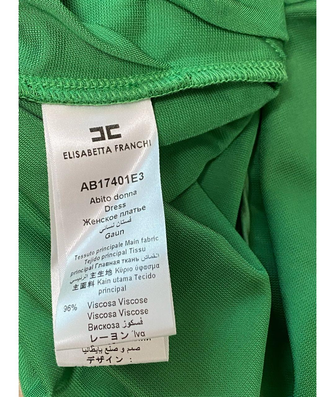 ELISABETTA FRANCHI Зеленые вискозное коктейльное платье, фото 6