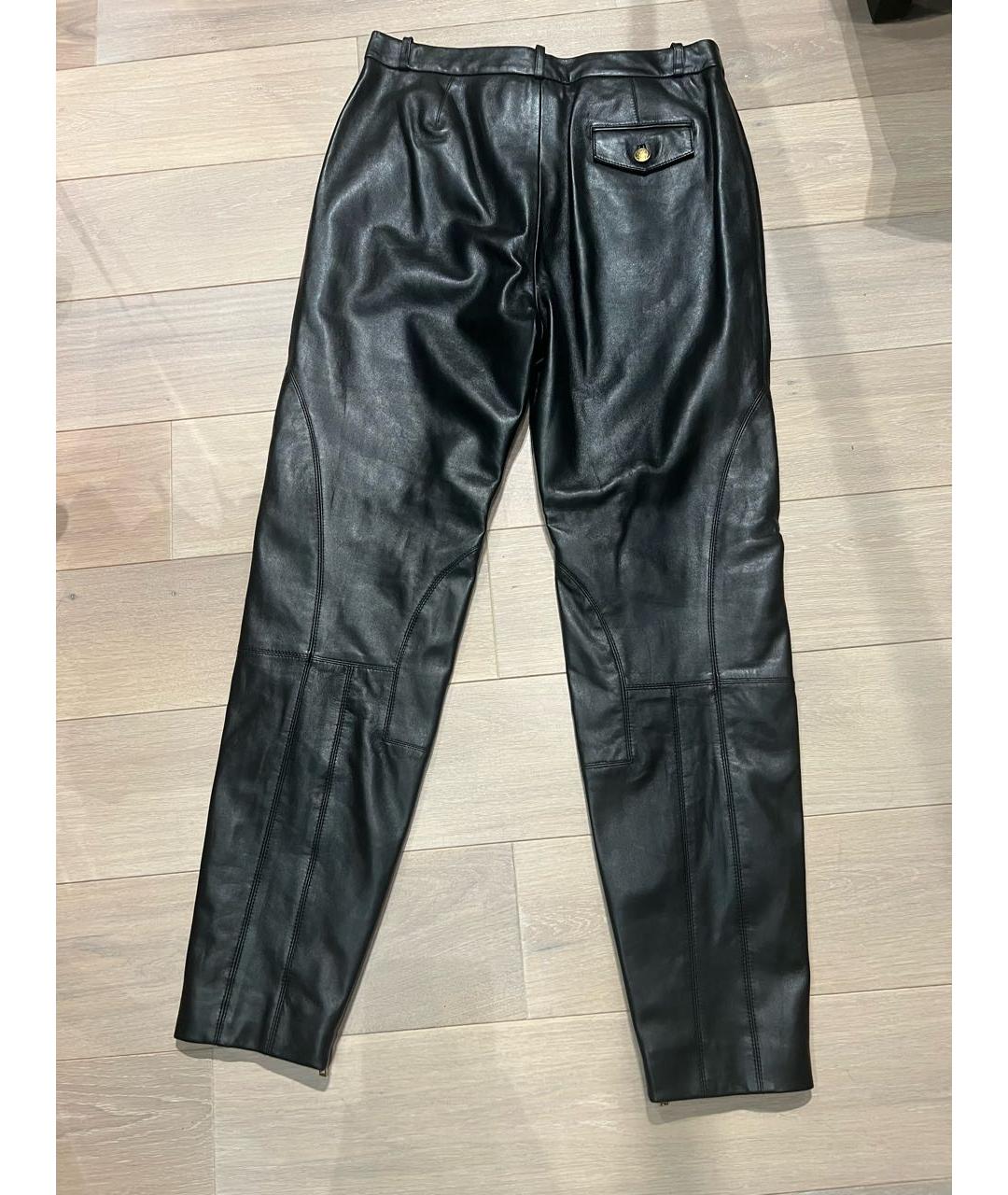 BOUTIQUE MOSCHINO Черные кожаные прямые брюки, фото 5