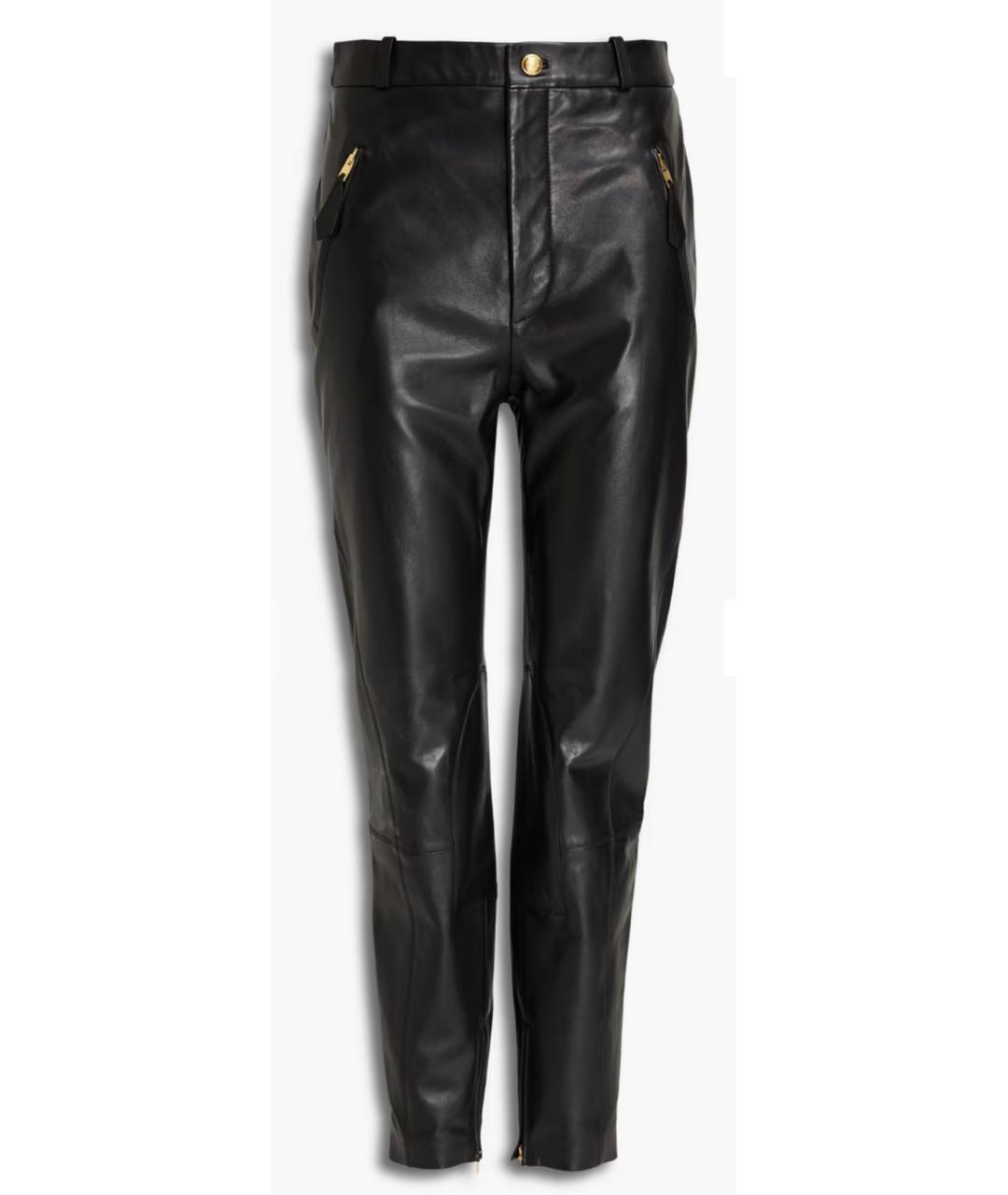 BOUTIQUE MOSCHINO Черные кожаные прямые брюки, фото 1