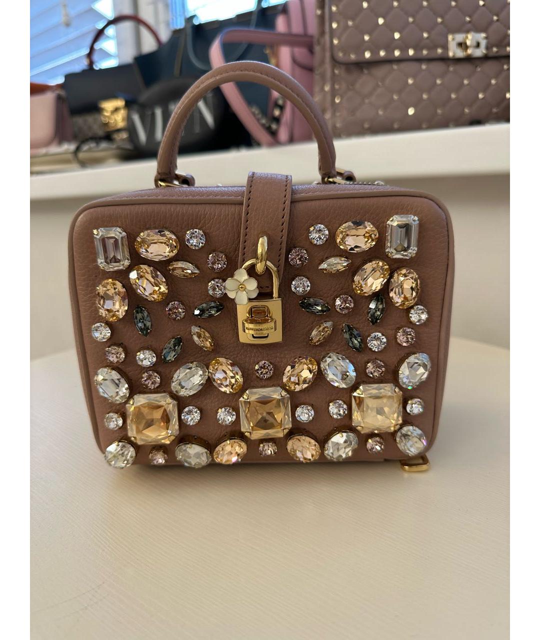 DOLCE&GABBANA Коралловая кожаная сумка с короткими ручками, фото 5