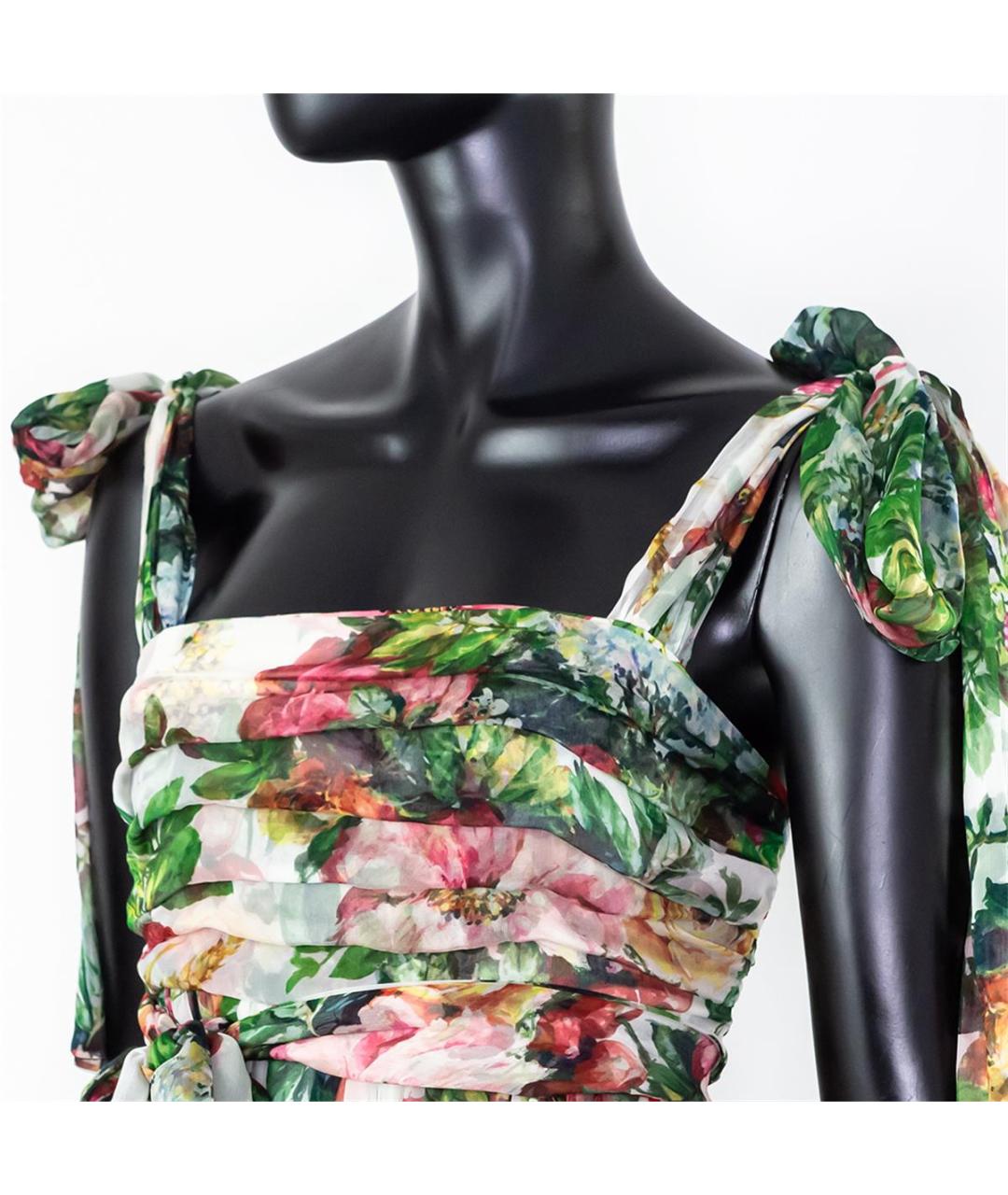 DOLCE&GABBANA Зеленые шелковое повседневное платье, фото 2