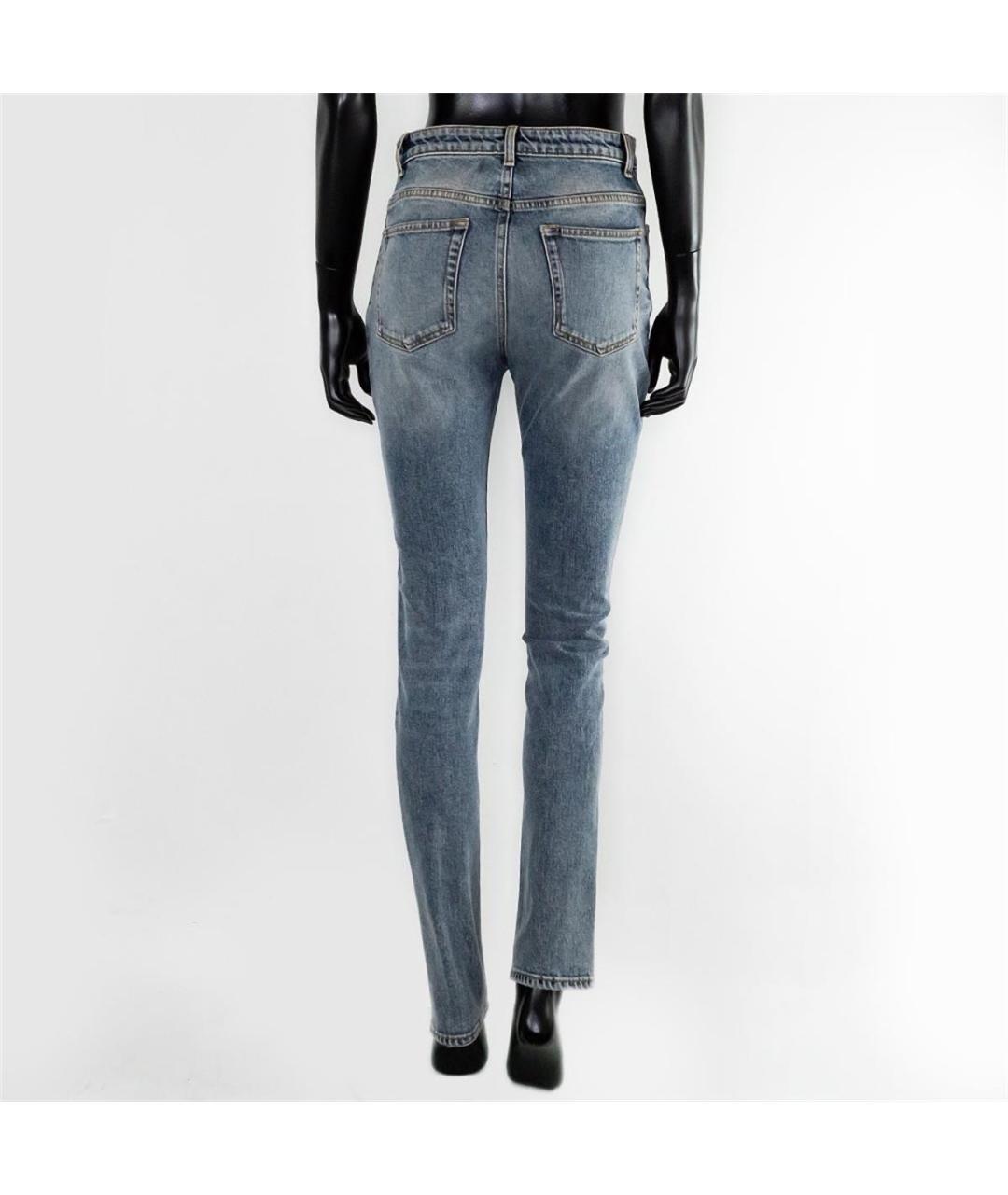 SAINT LAURENT Голубые хлопковые прямые джинсы, фото 3