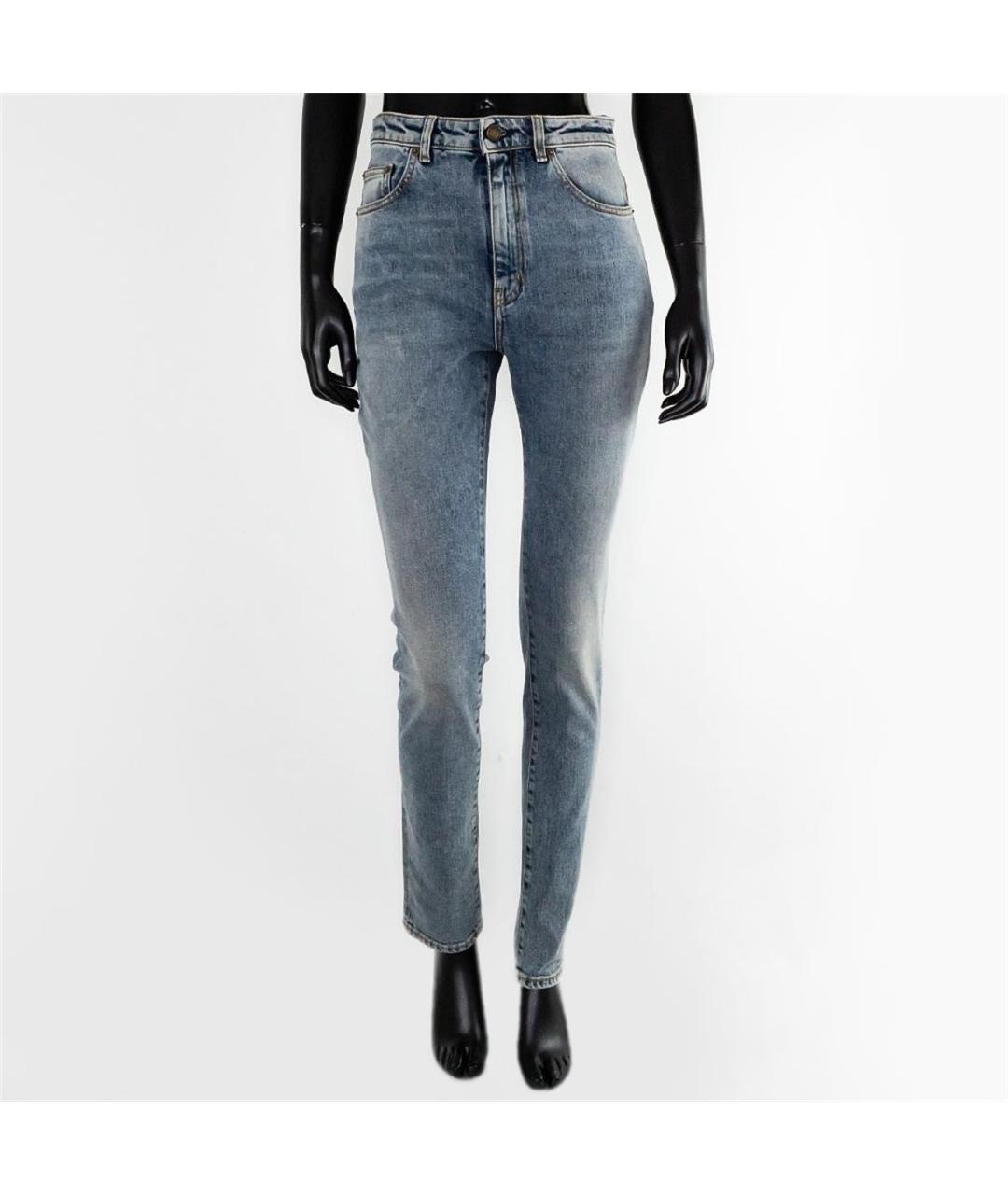 SAINT LAURENT Голубые хлопковые прямые джинсы, фото 4