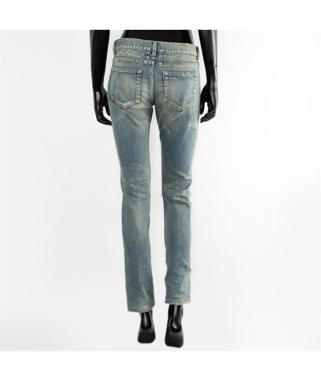 SAINT LAURENT Голубые хлопковые прямые джинсы, фото 3