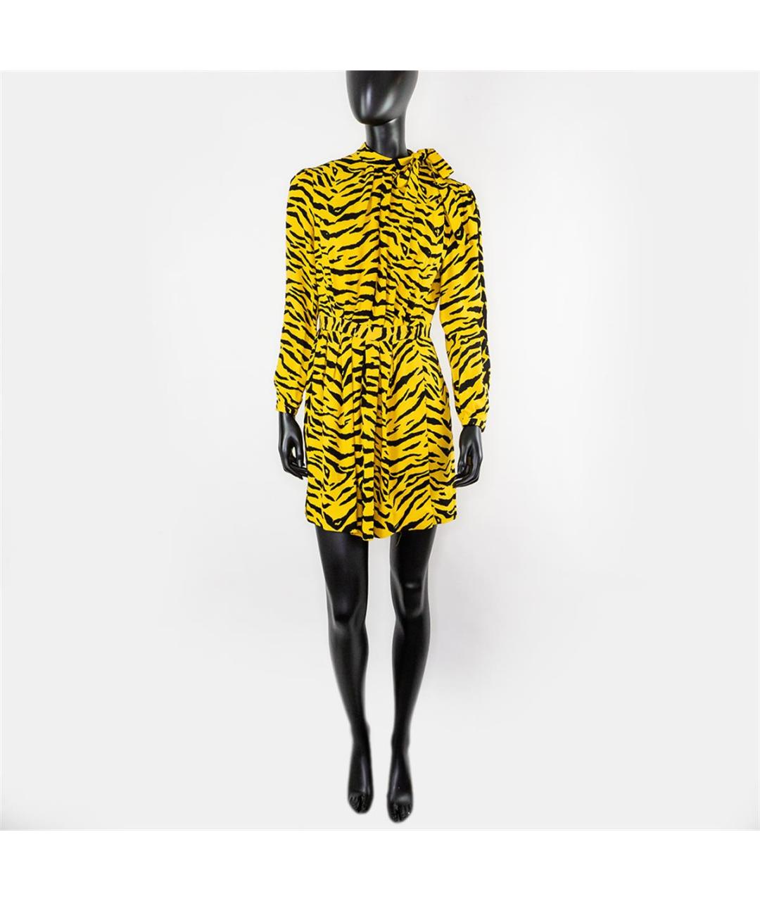 SAINT LAURENT Желтое шелковое повседневное платье, фото 4