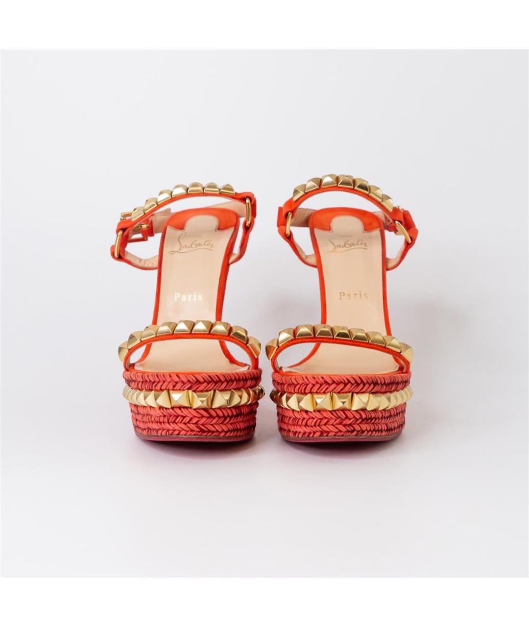 CHRISTIAN LOUBOUTIN Красные замшевые босоножки, фото 3