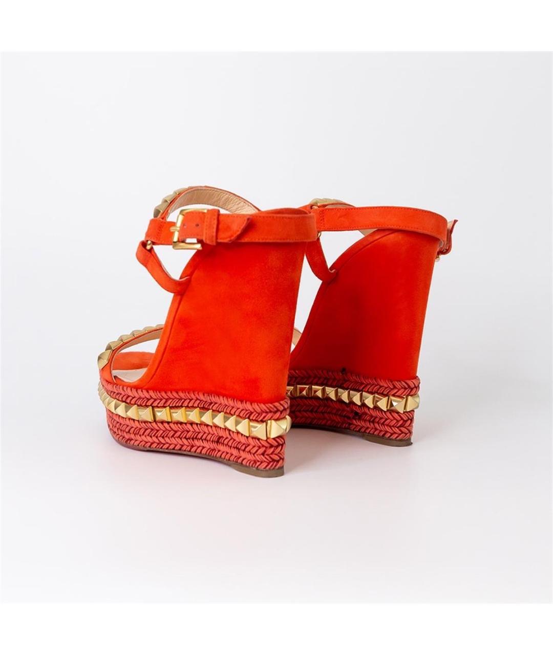 CHRISTIAN LOUBOUTIN Красные замшевые босоножки, фото 4