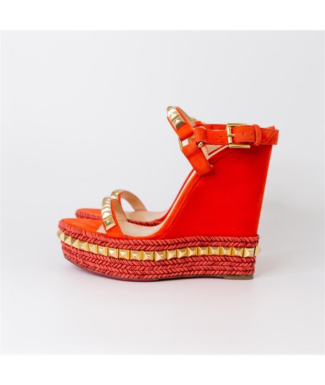 CHRISTIAN LOUBOUTIN Красные замшевые босоножки, фото 5