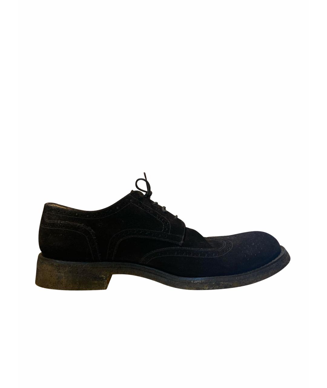 POLLINI Черные замшевые низкие ботинки, фото 1