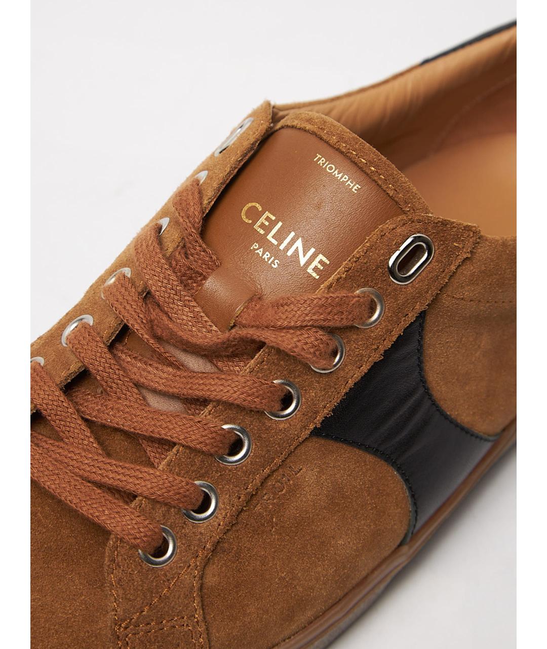 CELINE PRE-OWNED Коричневые замшевые низкие кроссовки / кеды, фото 5
