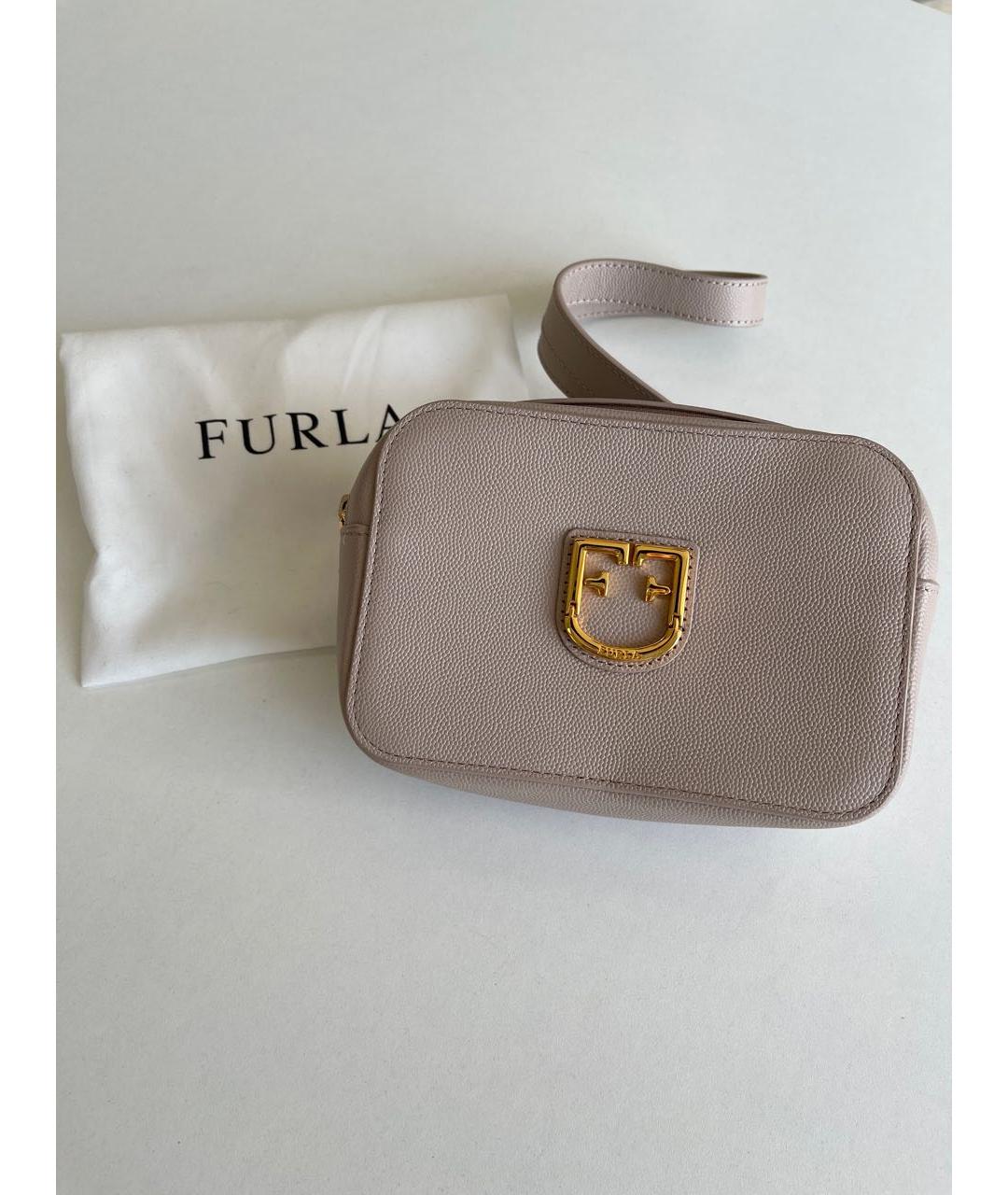 FURLA Бежевая кожаная поясная сумка, фото 9