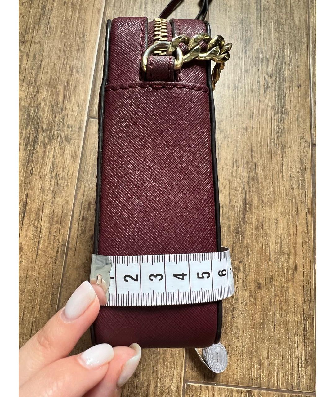 MICHAEL KORS Бордовая кожаная сумка через плечо, фото 8
