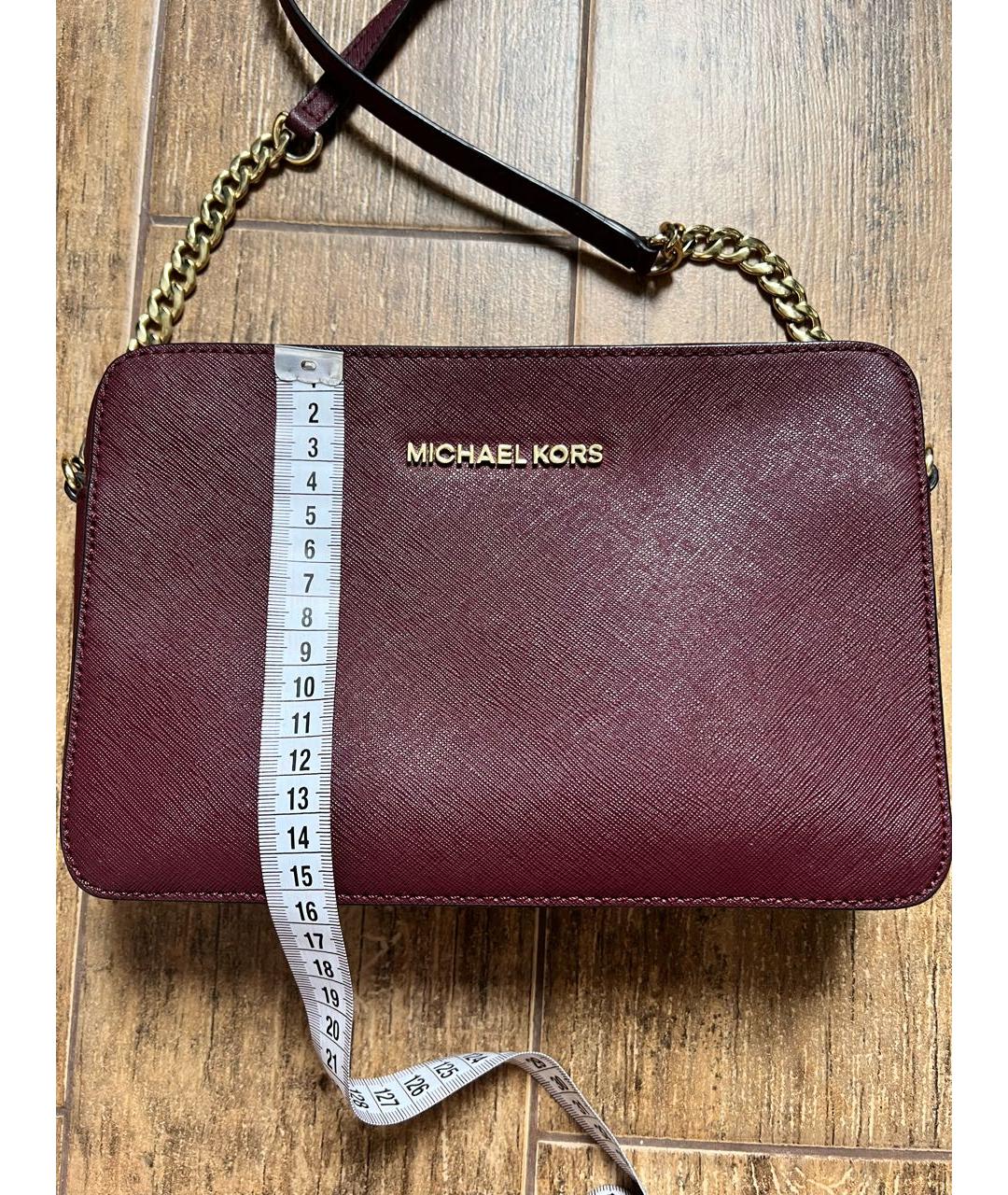 MICHAEL KORS Бордовая кожаная сумка через плечо, фото 7