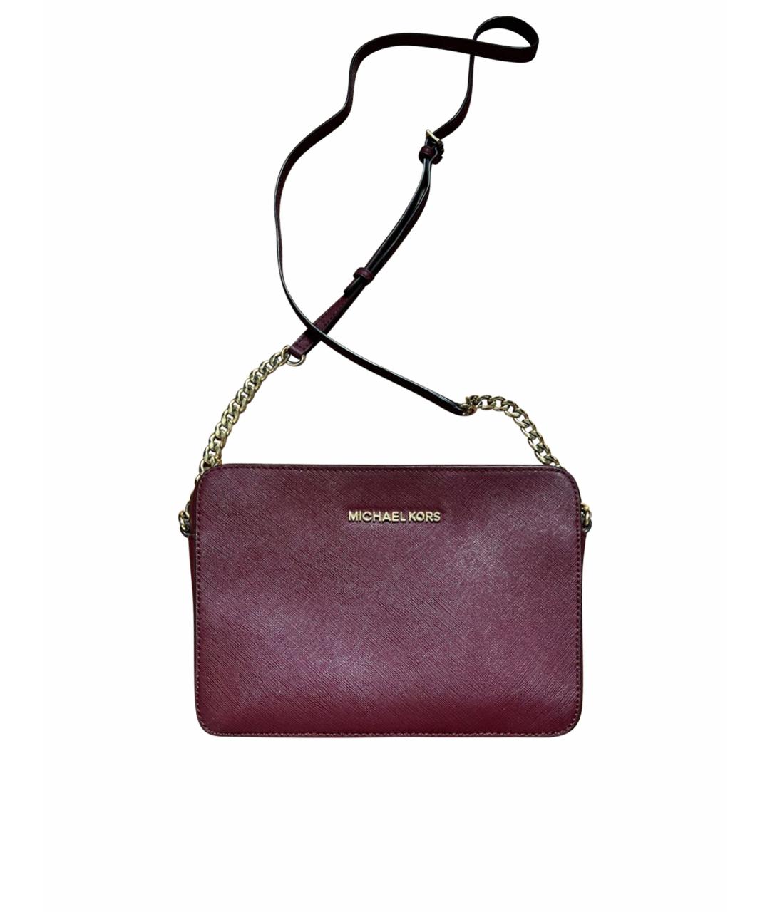 MICHAEL KORS Бордовая кожаная сумка через плечо, фото 1