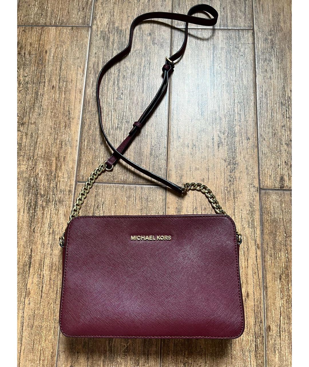 MICHAEL KORS Бордовая кожаная сумка через плечо, фото 9