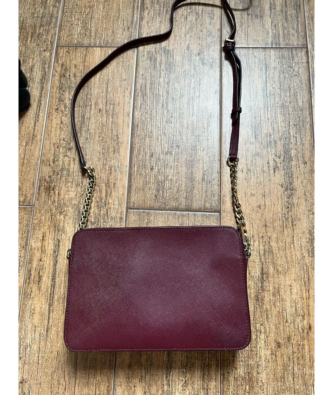 MICHAEL KORS Бордовая кожаная сумка через плечо, фото 3