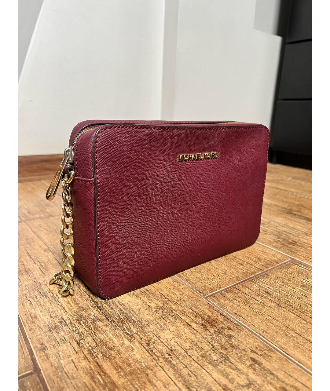 MICHAEL KORS Бордовая кожаная сумка через плечо, фото 2